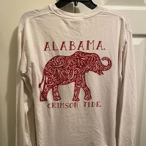 Alabama Crimson Tide Football Men's White NCAA Double sided graphic print Tee.